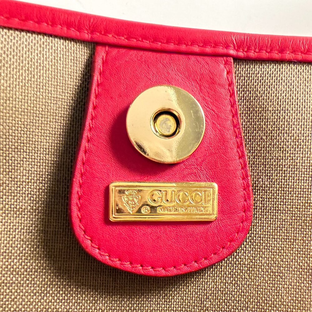 Vintage Cherry Red Gucci Tote Bag "Gucci Signature Guccisima"  80's - Picture 6 of 9